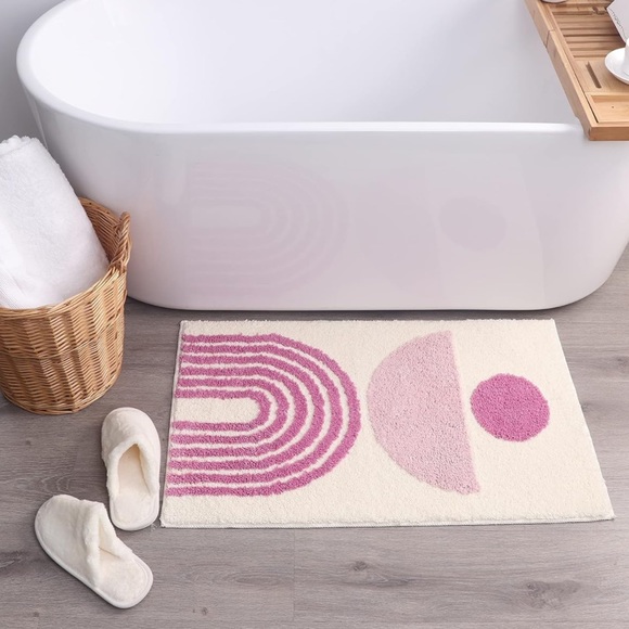 Pink Boho Bathroom Mat Pink Home Decor Cute bathmat light pink art modern dec… - Picture 3 of 6